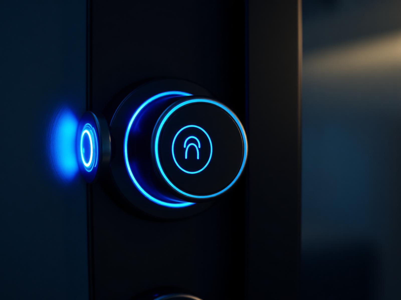 Serrure connectée biométrique avec LED bleu électrique